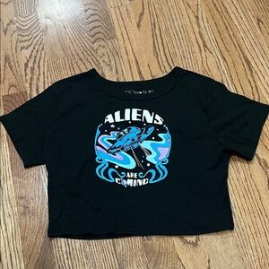 Fifth Sun Black and Blue Alien Crop Top